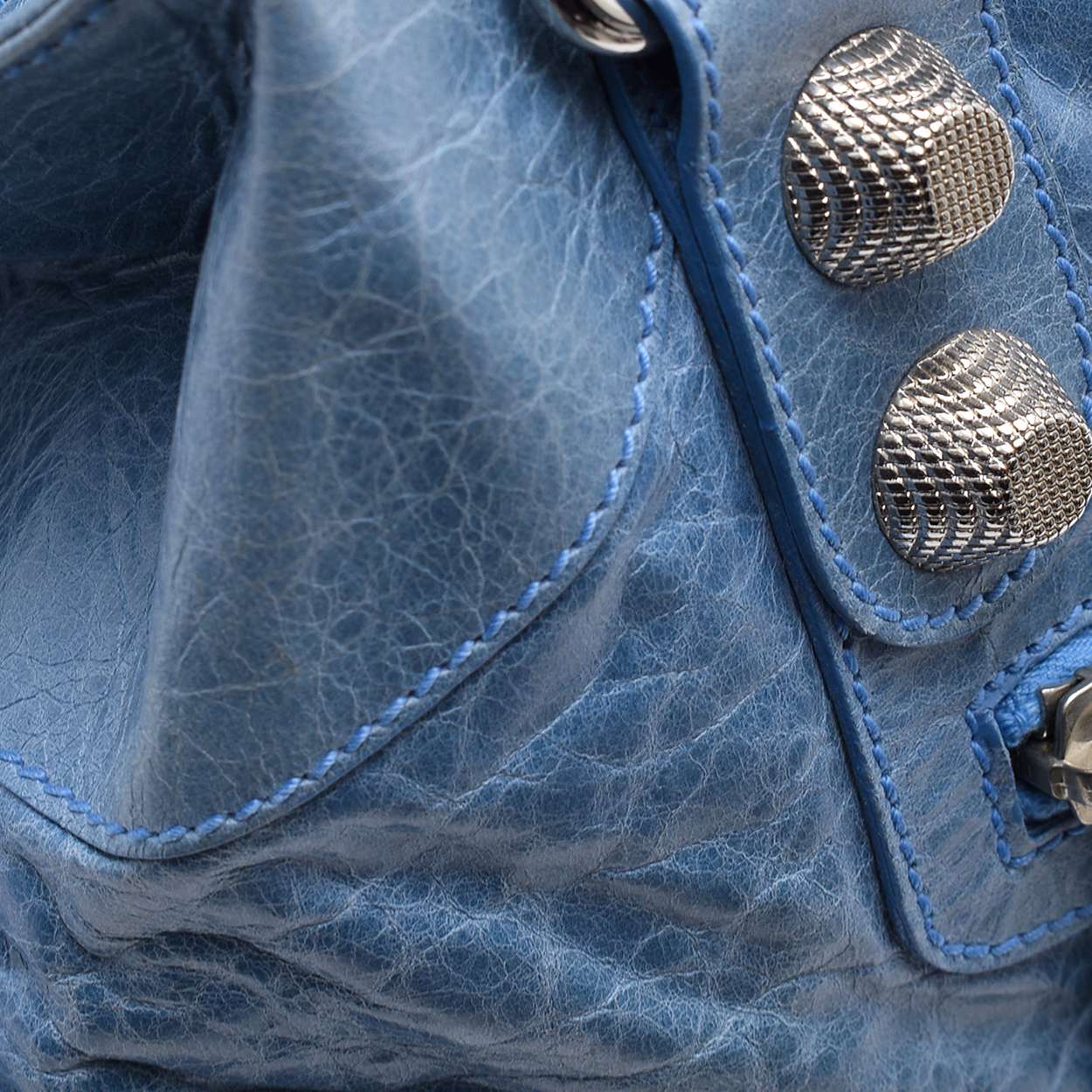 Balenciaga - Blue Lambskin Leather Giant Velo Bag 